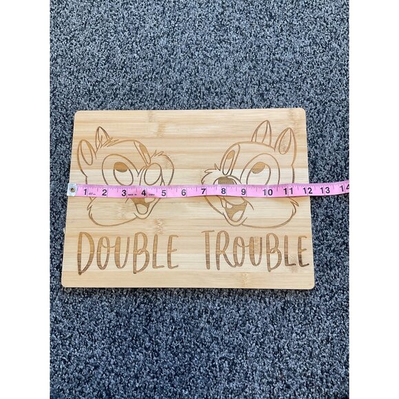 Chip & Dale "Double Trouble" Bamboo Cutting Board Engraved Design Kitchen Decor - Picture 3 of 4